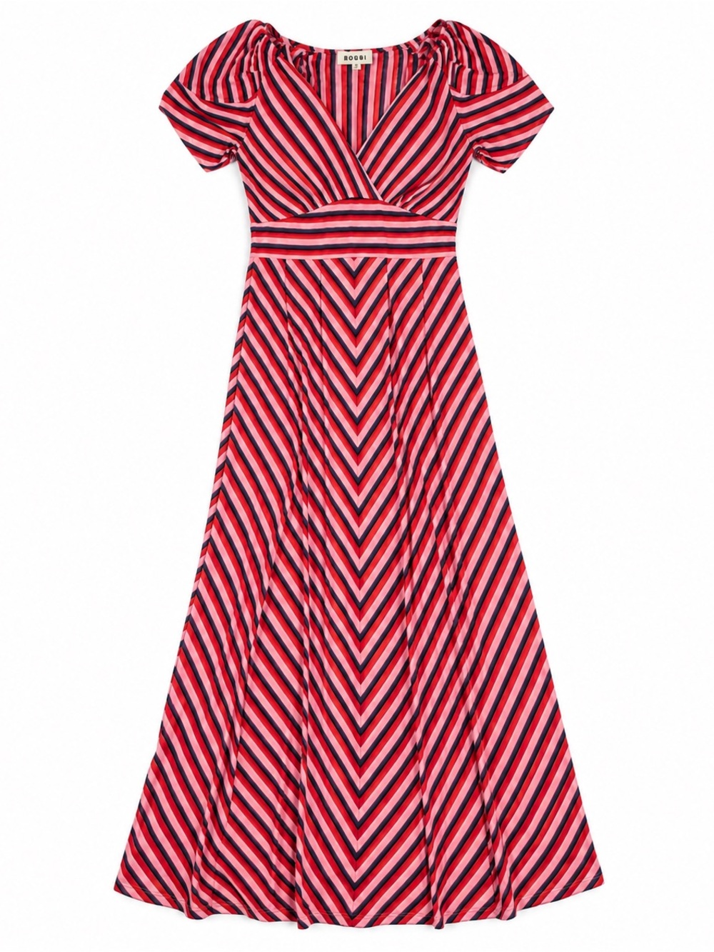 Boden Striped Chevron Maxi Dress Pink Navy US 12R